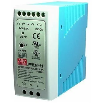 WDR-60-24 Блок питания на DIN-рейку, 24В, 2.5A, 60Вт Mean Well